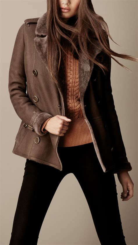 burberry brit shearling jacket|burberry shearling coats women's.